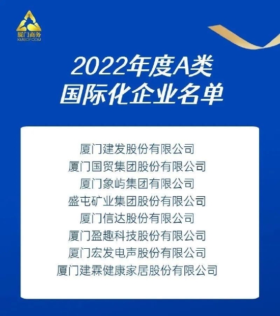 建发股份荣登厦门市“2022年度A类国际化企业名单”-第1张图片-无双博客