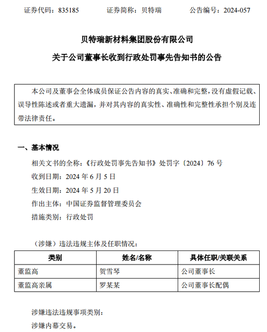 监管出手！北交所第一股贝特瑞董事长，“栽了”！原因曝光-第3张图片-无双博客