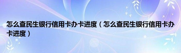 民生银行信用卡进度查询(民生银行信用卡进度查询收不到验证码)-第2张图片-无双博客